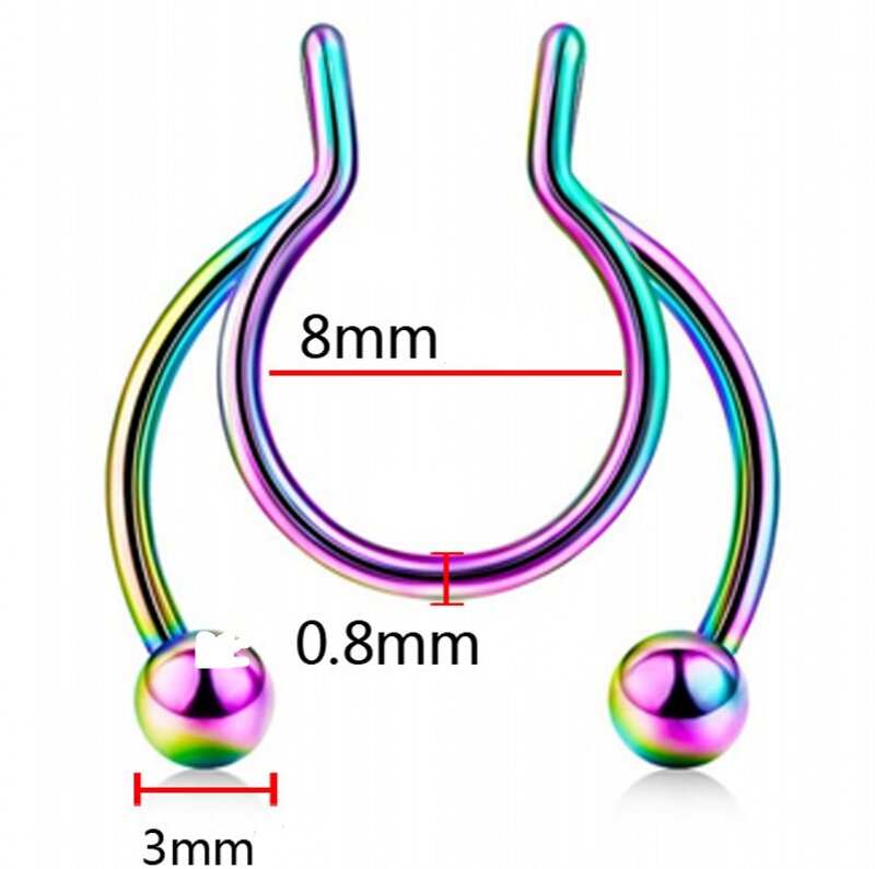 Aço cirúrgico não alérgico c forma nariz anel ferradura argola brincos cartilagem piercing clip lábio anel corpo jóias nariz anéis