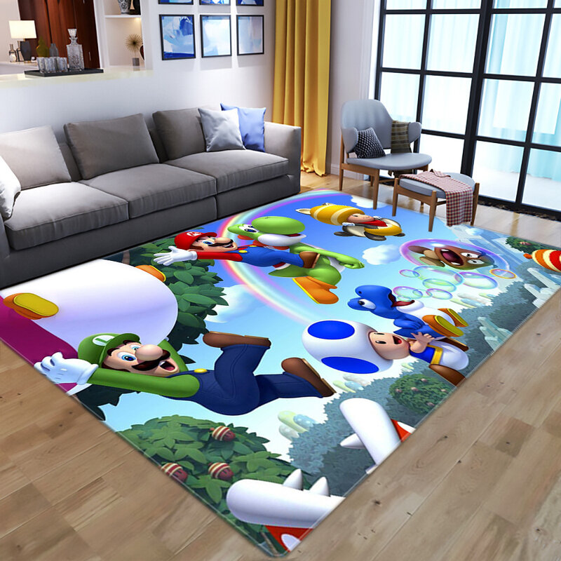Alfombra cuadrada antideslizante de Super Mario, alfombrilla 3D, antideslizante, para comedor, sala de estar, dormitorio suave, estilo 03
