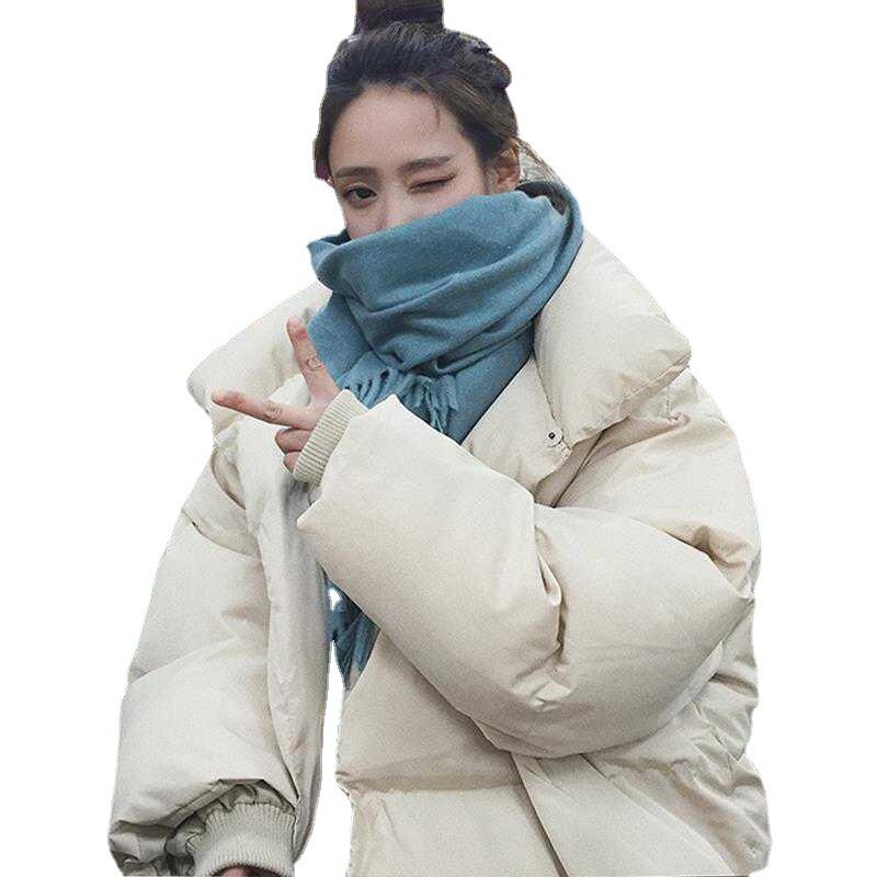 Пуховик женский зимний в Корейском стиле для студентов короткая теплая куртка Свободная Толстая модель