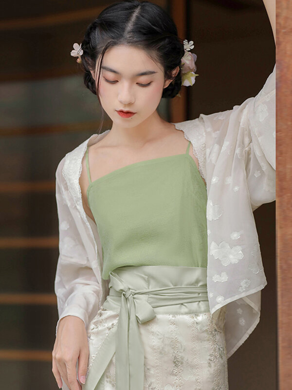 Китайский оригинальный дизайн song кардиган универсальная Улучшенная юбка на подтяжках с теплым принтом лето