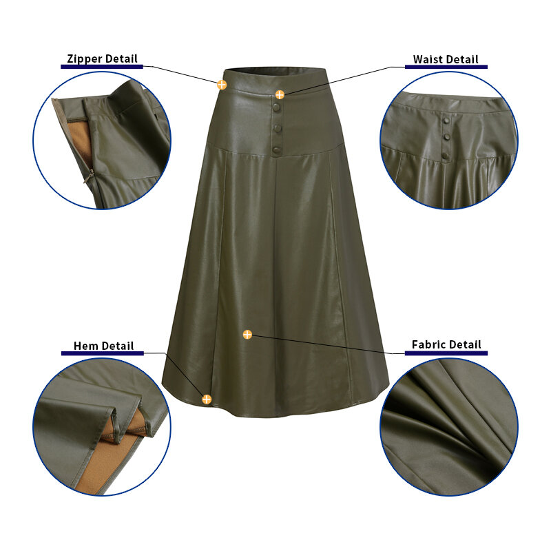 Celmia-faldas por debajo de la rodilla de cuero sintético para mujer 
