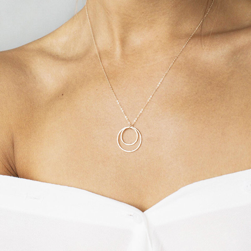 14K Gold Filled Circle Pendants Handmade Gold Necklace Choker Boho Collier Femme Kolye Collares Women Jewelry Necklace for Women