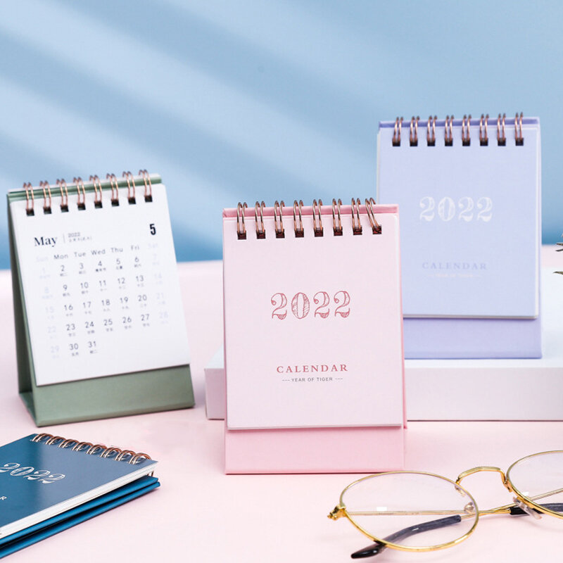 2022 mini calendário de mesa papel bonito calendário criativo diário planejadores agenda da escola organizador calendário de escritório novo