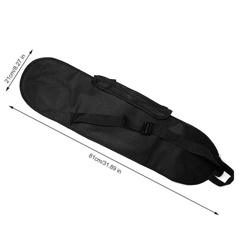 Mochila práctica para monopatín, bolso de hombro de gasa negra, correa ajustable, bolsa de malla, bolsa de transporte para Longboard