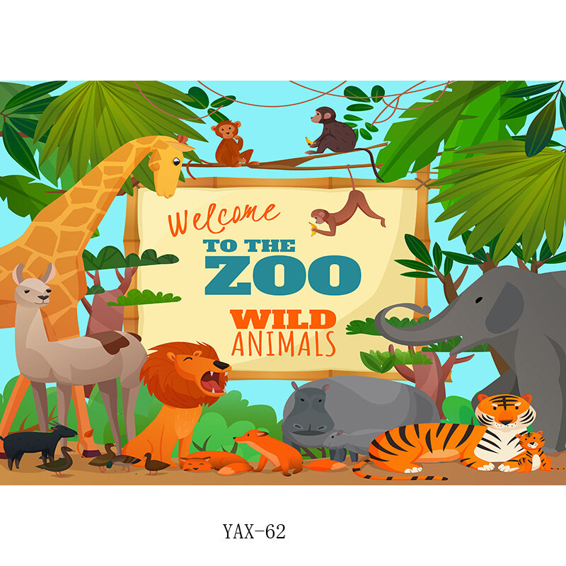 SHENGYONGBAO – arrière-plan pour photographie, animaux de dessin animé, Zoo, anniversaire, pour Studio Photo, pour enfants et bébés