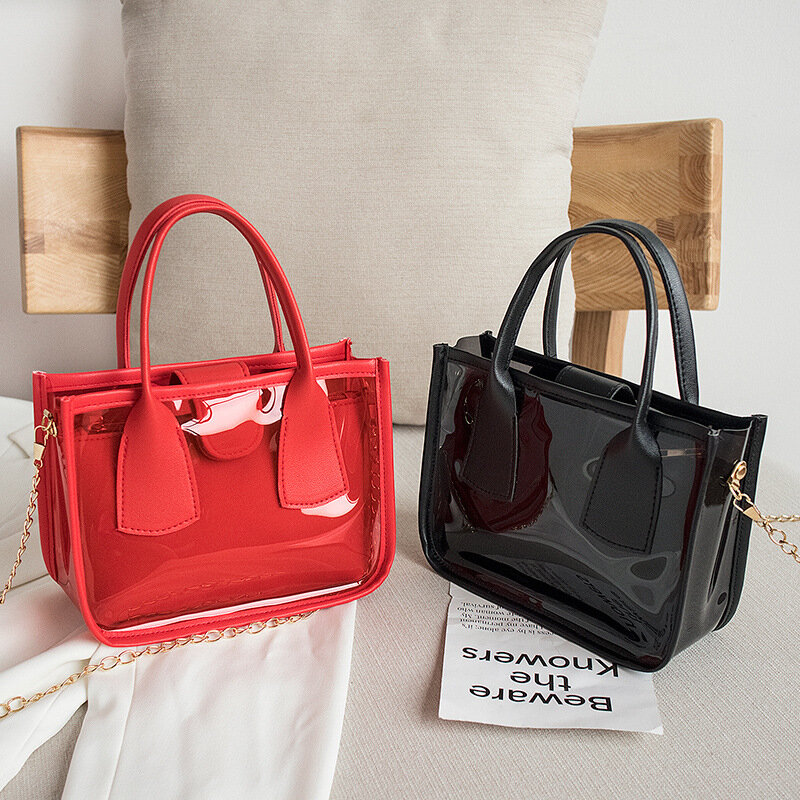 女性のための透明なショルダーバッグ,女性のハンドバッグ,正方形,デザイナー,財布,新しい韓国版,2021