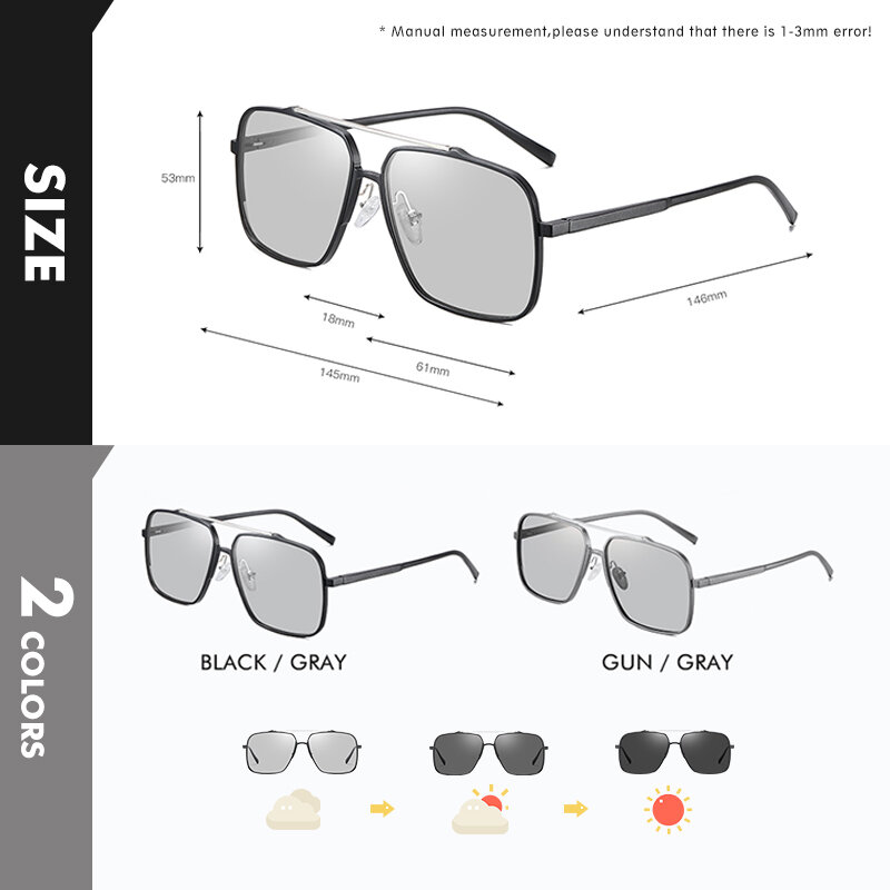 LIOUMO Aluminum Oversized Sunglasses Men Polarized Glasses Photochromic Women Eyewear Anti-Glare UV400 lentes de sol hombre