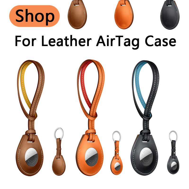 For Apple Airtags Case Leather Keychain Protective For Airtag Tracker Locator Device Anti-lost For airtag air tag Case