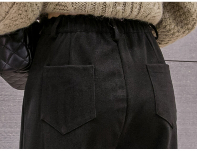 Pantaloni a nove punte donna autunno inverno farina d'avena nera nuovi pantaloni da donna Casual pantaloni larghi in tinta unita Harlan abbigliamento donna 288A