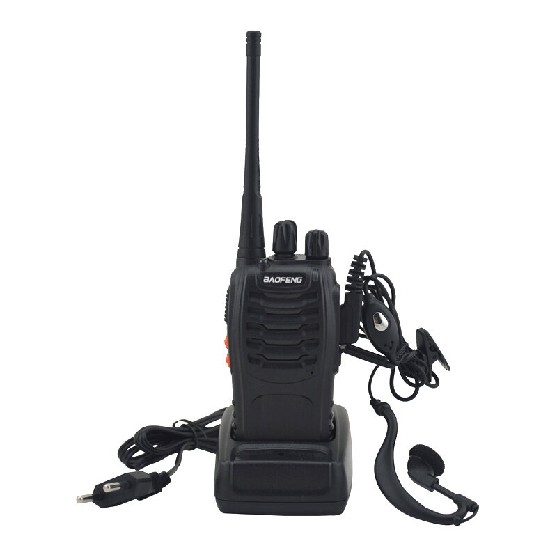 2 unids/lote BF-888S walkie talkie 888 UHF 400-470MHz 16 canales de radio de dos vías con auricular bf888s transceptor