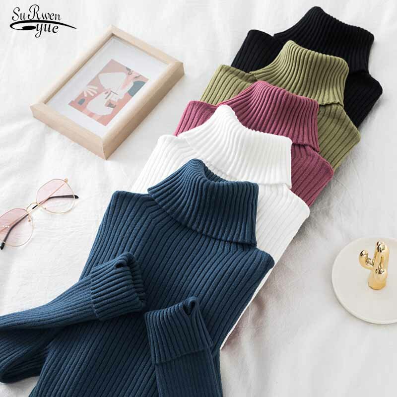 Maglione dolcevita da donna autunno e inverno maglione addensato moda 2021 maglione Casual lavorato a maglia maglione Vintage a righe 17020