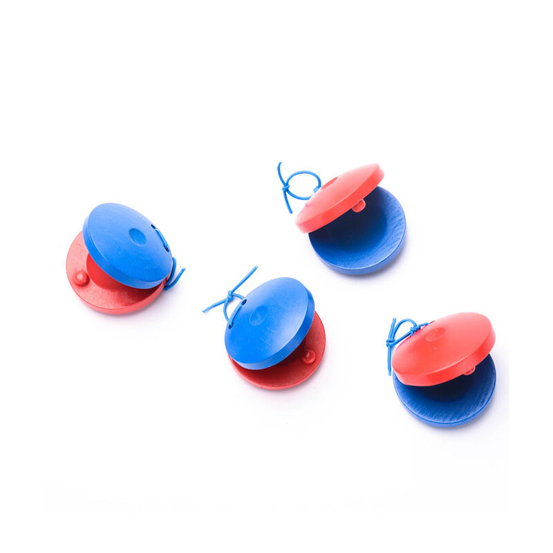 High-quality Early Childhood Education Percussion Instruments, Wooden True Colors, Red And Blue Round Dance Board, Castanets