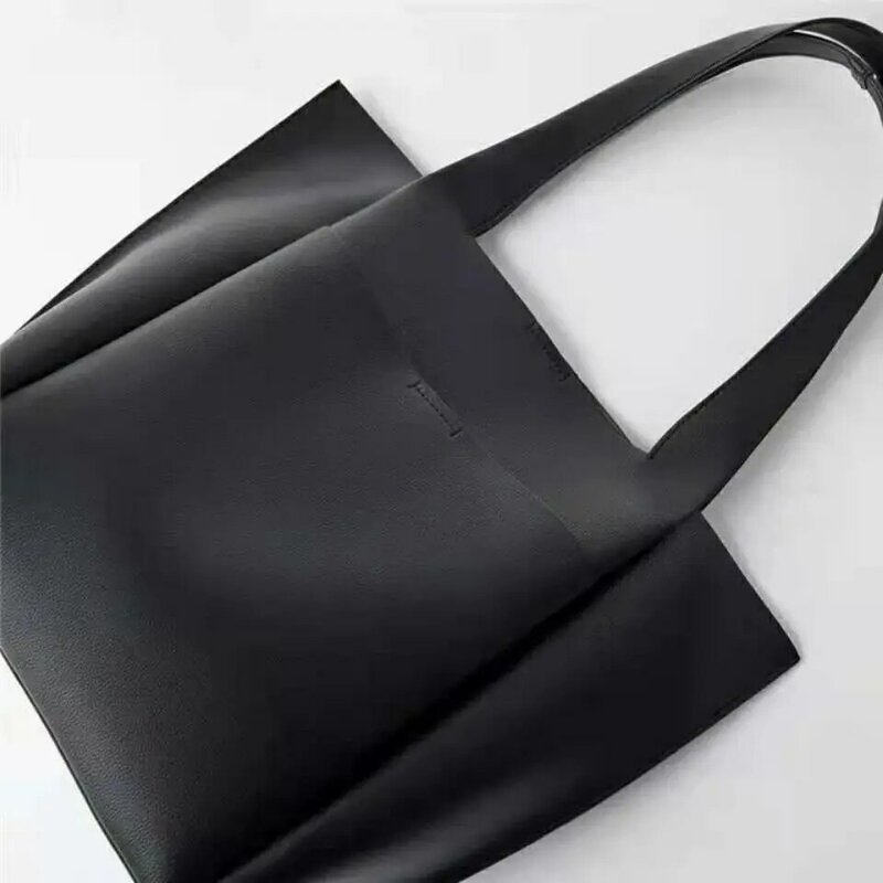 Bolso de compras de cuero suave para mujer, bolsa de mano minimalista de gran capacidad, portátil, de un solo hombro, 2021