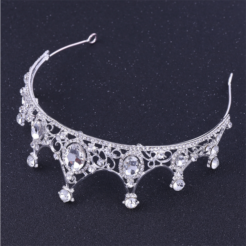 MVEXO Fashion Elegant Vintage Small Baroque Green Crystal Tiaras Crowns for Women Girls Bride Wedding Hair Jewelry Accessories