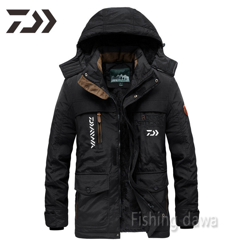 2021 Winter Fishing Coat Thicken Thermal Fleece Men's Fishing Clothes Hoodie Waterproof Windproof Outdoor Fishing Wear Keep Warm