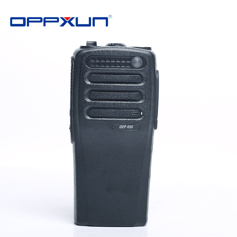 Oppxun capa frontal de carcaça preta com botões de canal de volume para motorola, walkie talkie xir p3688 dp1400 dep450