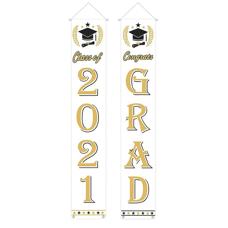 Afstuderen Veranda Teken-2021 Afstuderen Banners-Klasse Van 2021 Banner Opknoping Voor Deur Muur Graduation Party Decoratie