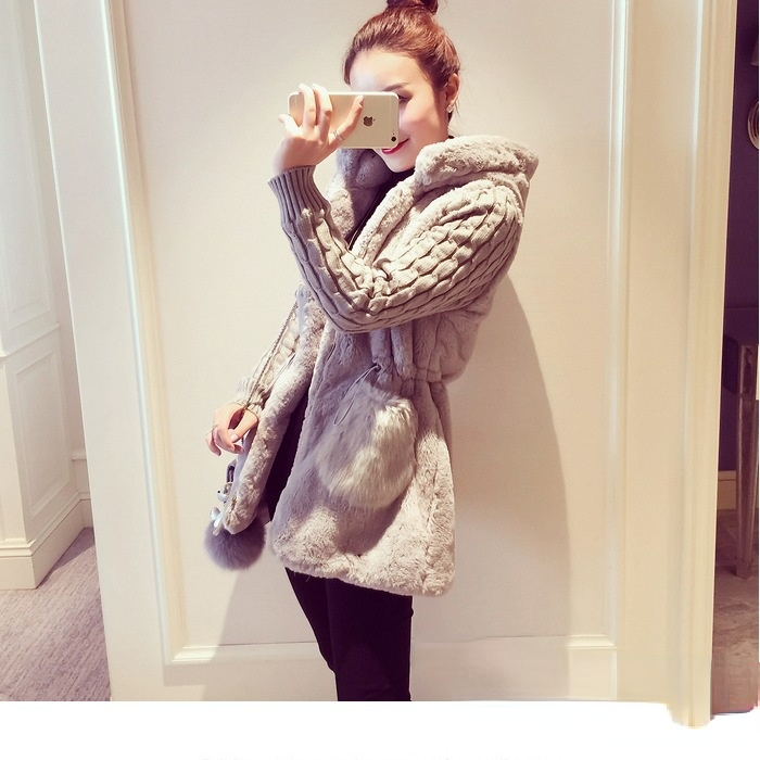 2020 Autumn And Winter Clothing Extra Large Size 2XL-4XL New Classic Fashion Knitted Stitching Plush Faux Fur Padded Jacket