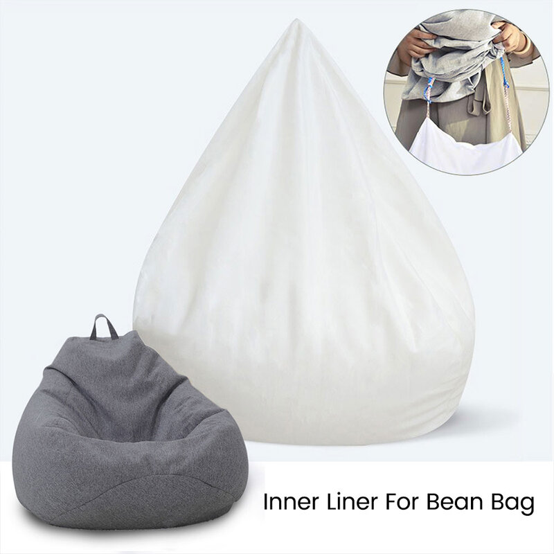 Waterproof Lazy Bean Bag Sofa Cover Inner Lining Suitable for Bean Bag Cover Stuffed Animal Toy Only Inner Case Cover White S/L