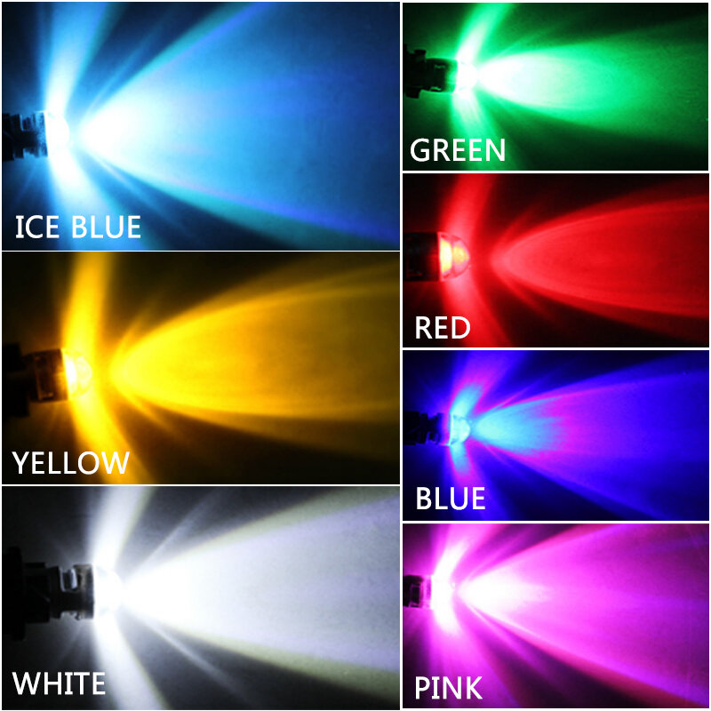 10-100pcs Car LED T10 W5W 3030 1SMD Auto Reading Light License Plate Clearance Lamp Bulbs White Red Yellow Blue Green Pink 12V
