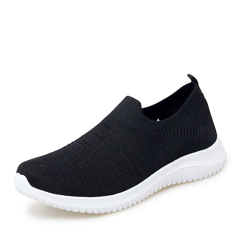 Women Shoes 2020 Fashion Women Casual Running Shoes Breathable Outdoors Comfortable Lightweight Slip On Knit Mesh Flat Shoes