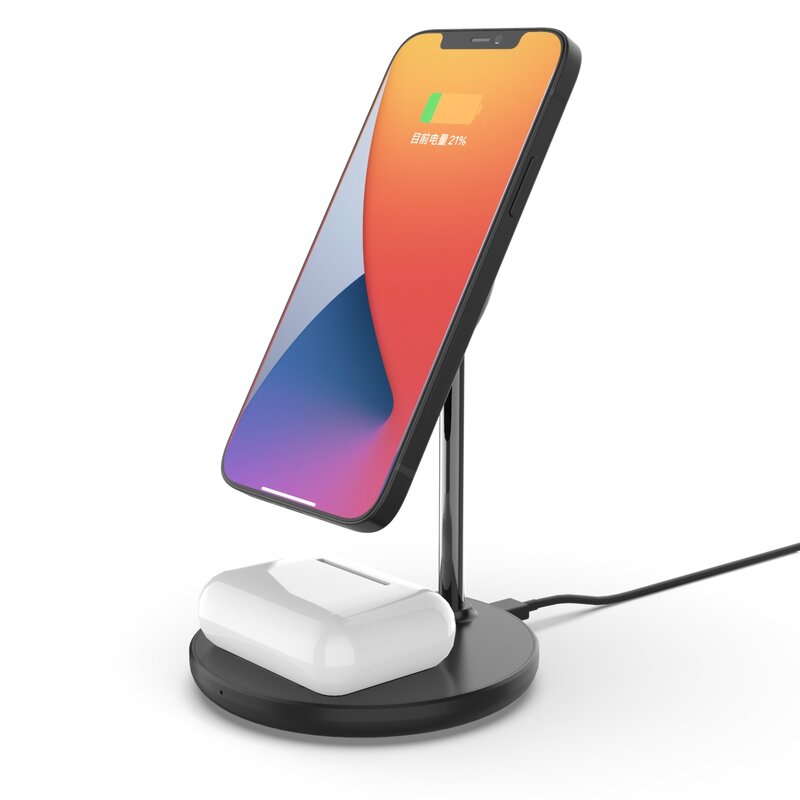 15W Magnetic Wireless Charger สำหรับ iPhone 12 12 Pro Max Mini 2 In 1 Qi Wireless Desktop Charger แท่นชาร์จสำหรับ AirPods