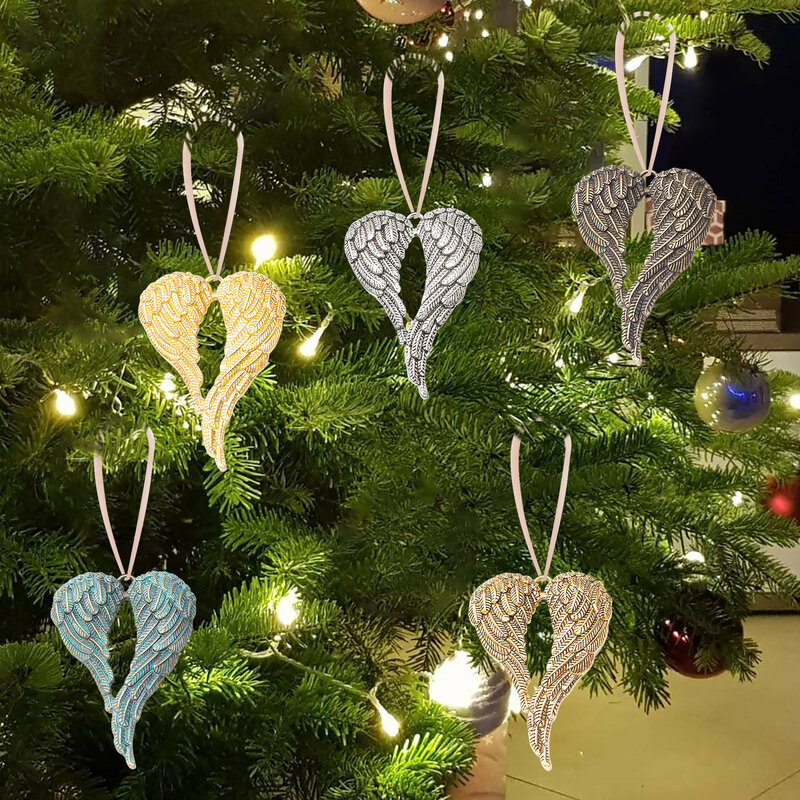 ملاك الجناح قلادة معلقة جزء من قلبي في السماء شجرة عيد الميلاد زخرفة الأسرة تذكارية ديكور المنزل 2021 تذكارية