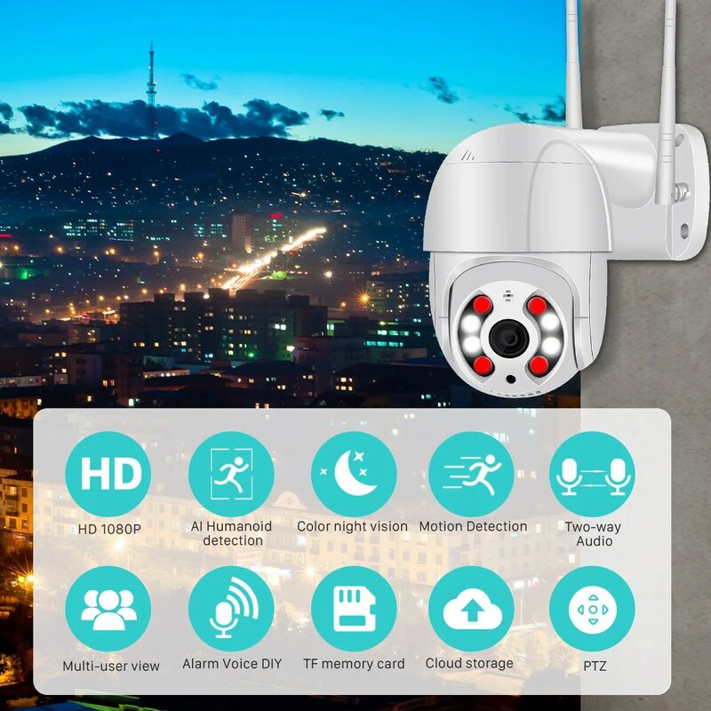 Kamera IP 5MP HD Luar Ruangan AI Audio Deteksi Manusia 3MP Kamera CCTV Keamanan Nirkabel P2P Kamera Wifi Pengawasan Video Digital