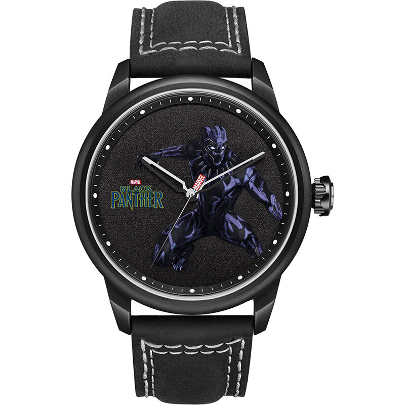 디즈니 남성 시계 비즈니스 스틸 쿼츠 시계 방수 시계 패션 캐주얼 마블 시계 비즈니스 스틸 시계 블랙 팬더 남성 시계