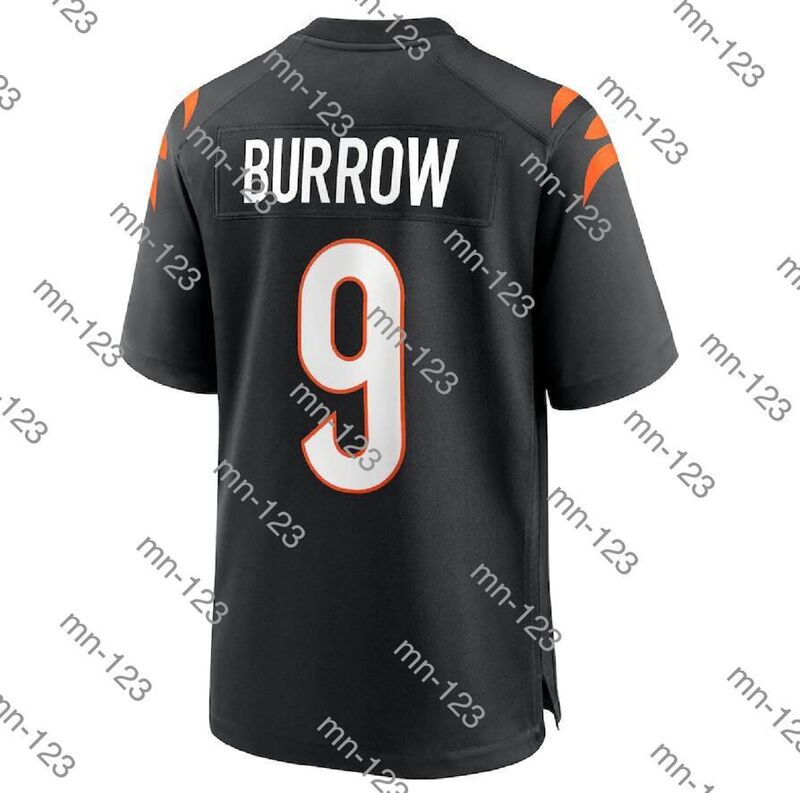 Jersey de fútbol americano bordado Joe Burrow, para hombres y mujeres, para jóvenes, color negro