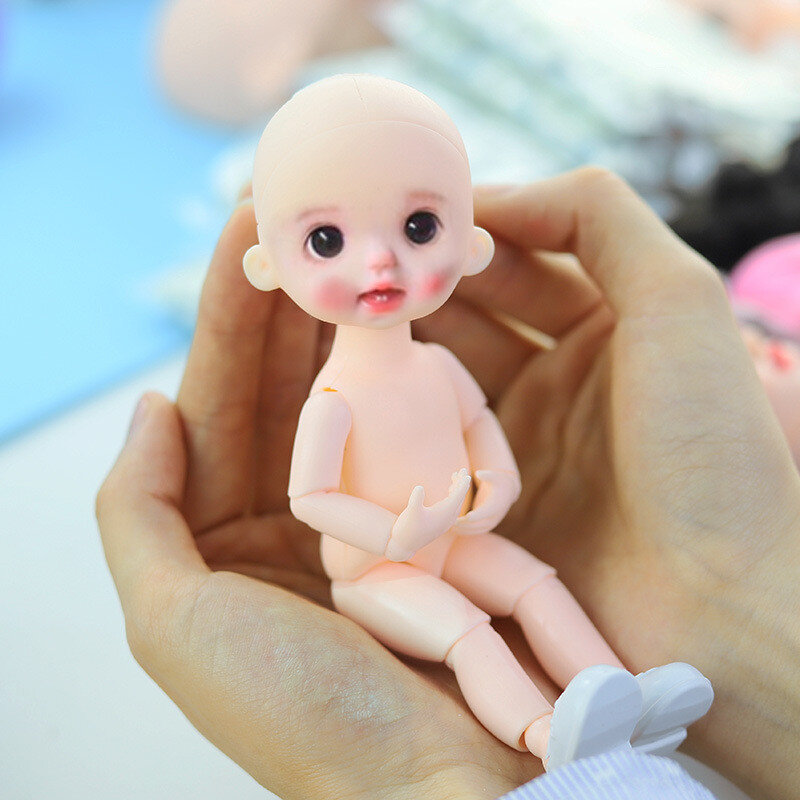 13可動関節人形のおもちゃ1/8 bjdベビードール裸16センチメートル人形のための練習人形ヘッド目の子供ギフトおもちゃ