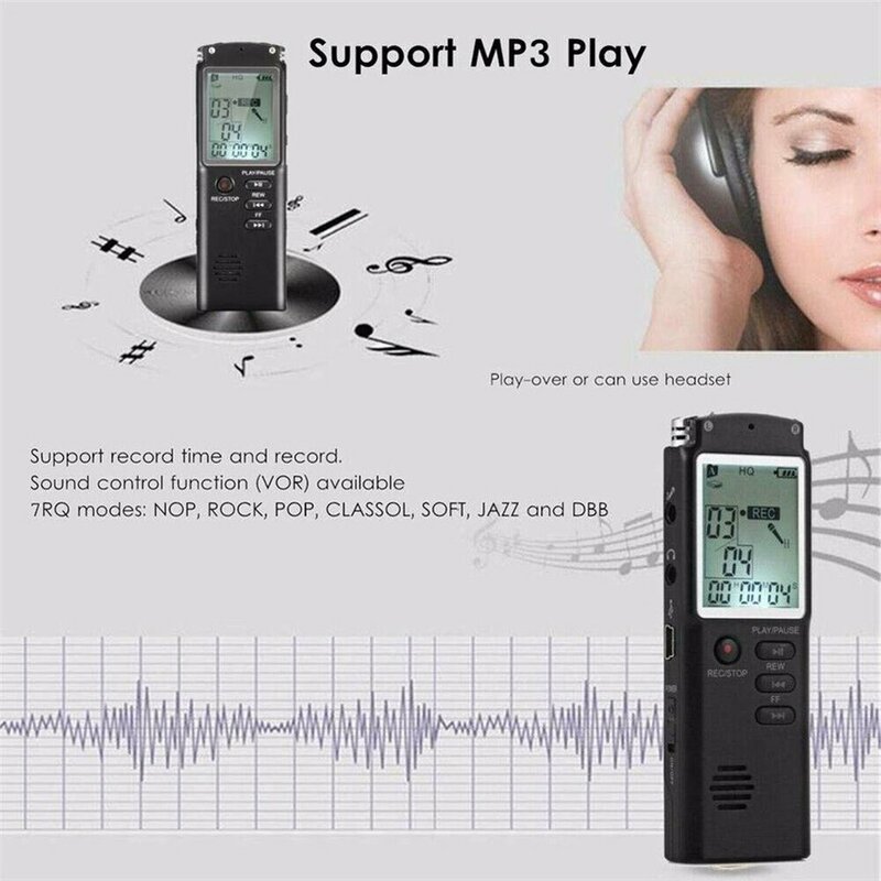 8GB/16GB/32GB Voice Recorder USB Professional 96 Hours Dictaphone Digital Audio Voice Recorder With WAV,MP3 Player T60 1536 Kbps