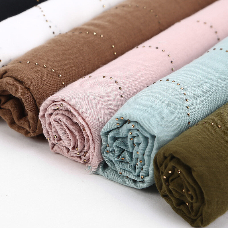Bufanda con ondas lisas para mujer, bufandas de algodón y viscosa, bufandas brillantes para envolver pañuelos musulmanes, chales