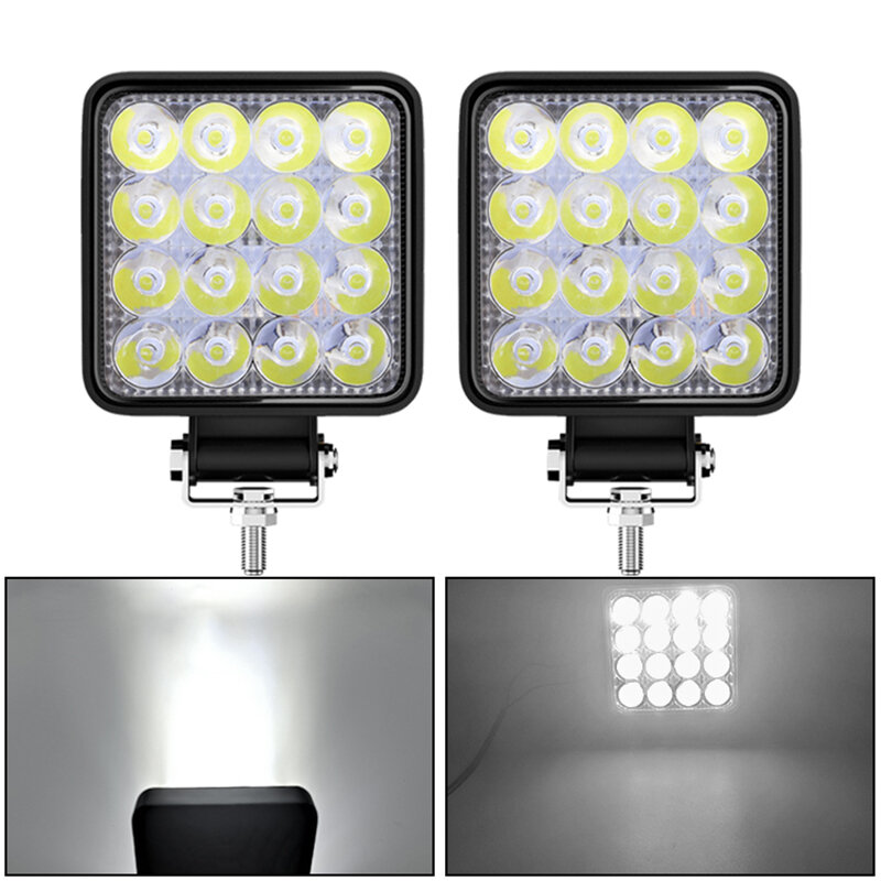 Mini phares antibrouillard carrés à LED, barre lumineuse à Diode pour voiture tout-terrain, camion, SUV, ATV, IP67, 48W 12V 24V