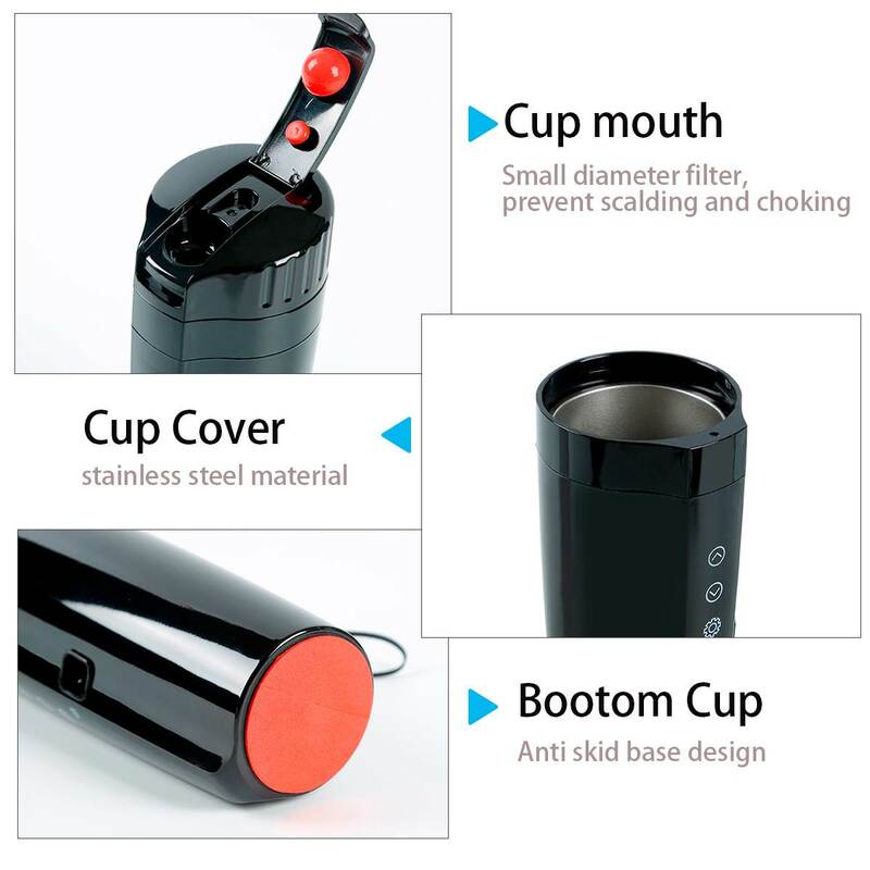 400ml Portable Car Heating Cup 12V 24V Electric Heat Water Cup LCD Display Kettle Coffee Tea Milk 304 Stainless Steel