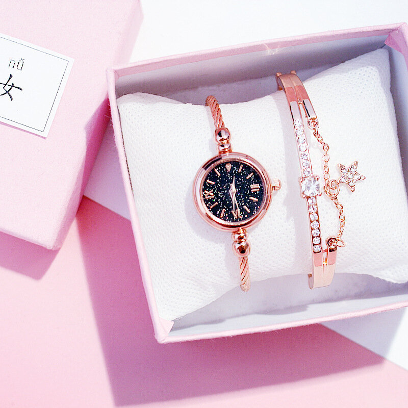 Relógio quartzo pulseira dourada pequena, de luxo aço inoxidável retrô feminino fashion casual