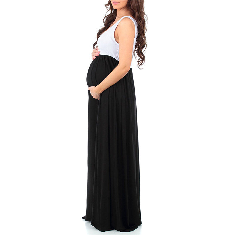 Robes de maternité pour femmes enceintes, vêtements de grossesse sans manches, en coton, Patchwork, grand pendule Gravida, 2020
