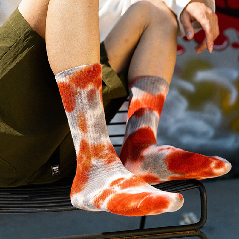 Tie-Dye-calcetines de Skateboarding para niña, medias de primavera y verano a la moda para mujer, nueva tendencia, deportes de calle, Basktball, tubo medio colorido