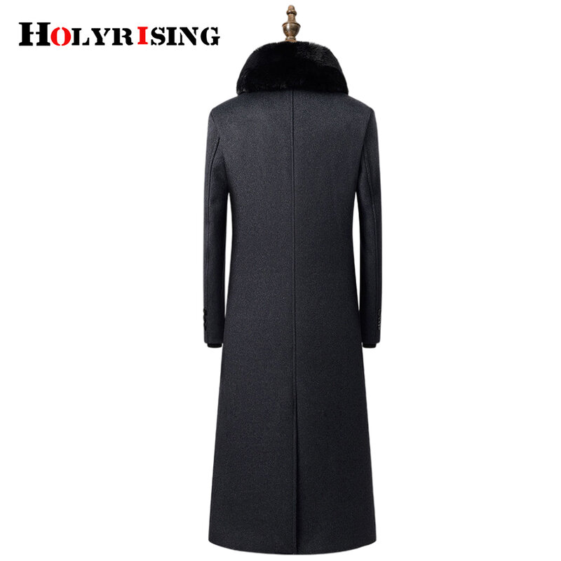 冬の男性用の白いふわふわのコート,長いウールのコート,大きな毛皮の襟,取り外し可能な裏地,冬用の19742