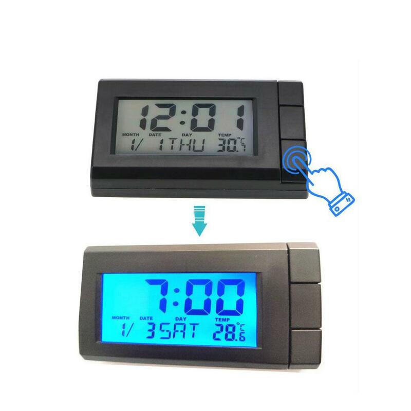 Relógio de carro automóveis interno vara-em mini relógio digital relógio automático termômetro automotivo backlight decoração ornamento presentes