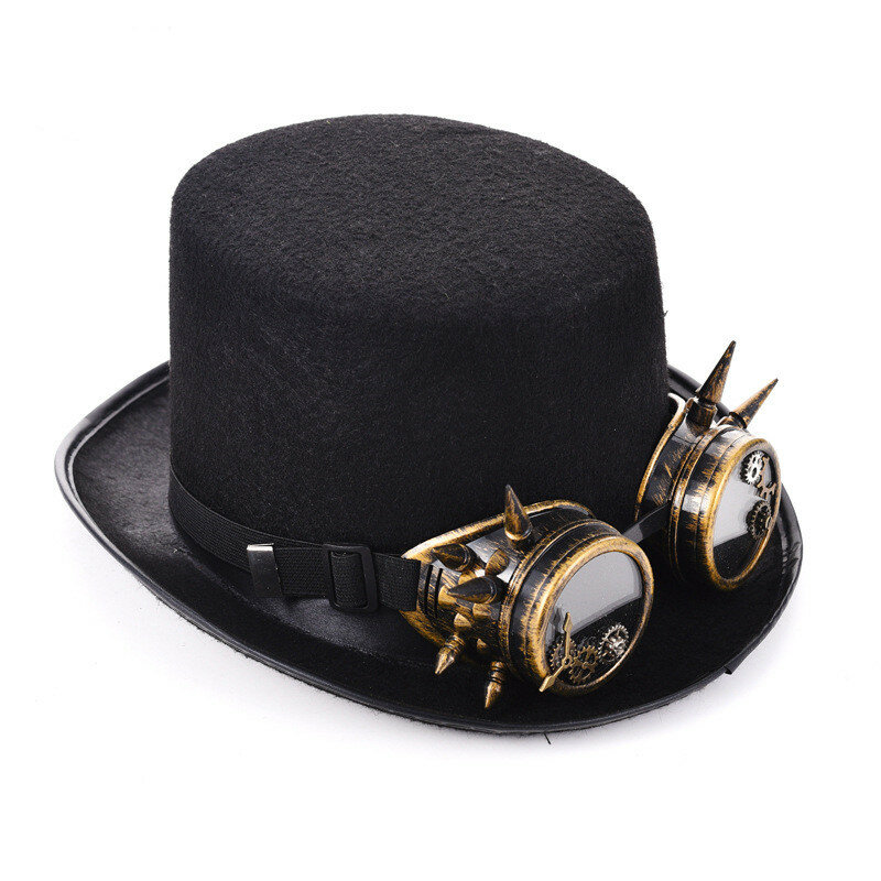 Prom wydajność dekoracja kapelusz Steampunk cylinder Retro okulary biegów cylinder Halloween akcesoria Cosplay