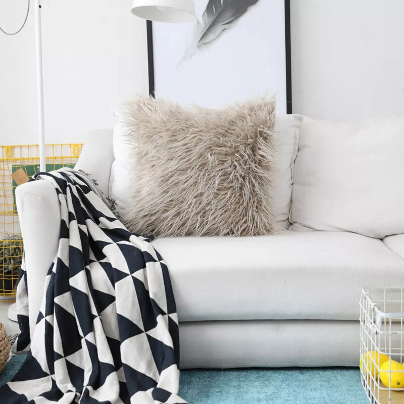 Soft Plush Cushion Cover Pillowcase Home Decoration Solid Color Pillowcase Living Room Bedroom Sofa Decorative Pillowcase