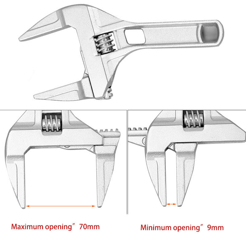 Llave de agarre a presión Universal de aleación de aluminio, vástago corto, llave ajustable de gran apertura, herramientas de reparación de baño