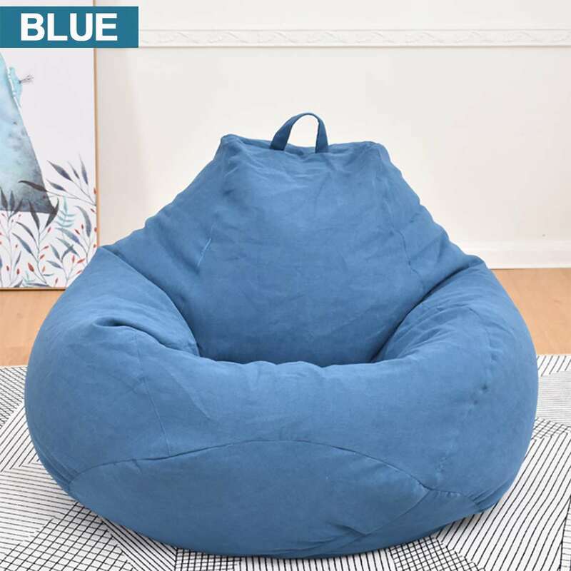 Besar Kecil Malas Sofa Cover Kursi Tanpa Pengisi Kain Linen Lounger Kursi Bean Bag Pouf Puff Sofa Tatami Ruang Tamu