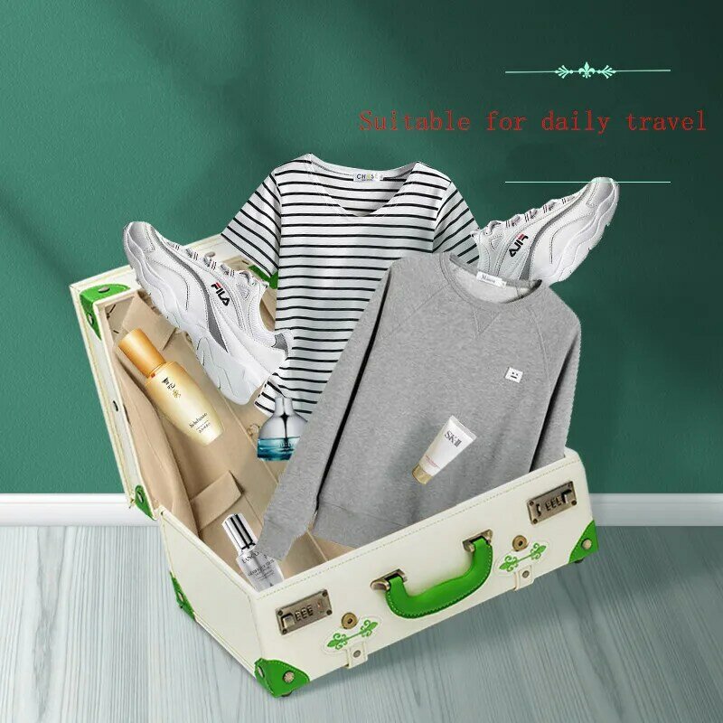 16 "& 18" ヴィンテージ手刺繍スーツケース革毎日の旅行スーツケース荷物バッグカラーマッチング貯金箱バッグ女性のための