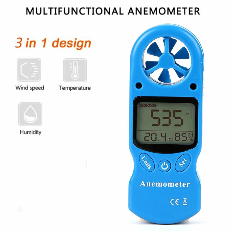 Mini anémomètre numérique LCD polyvalent TL-300, mesure de la température du vent et de l'humidité avec hygromètre et thermomètre