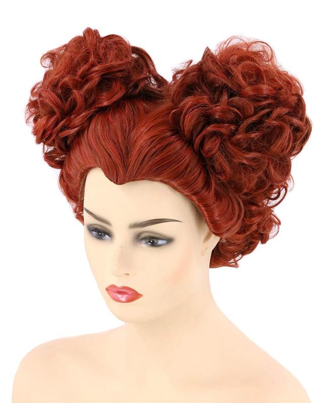 Winifred sanderson fantasia hocus pocus curto auburn cosplay perucas de cabelo sintético para mulher