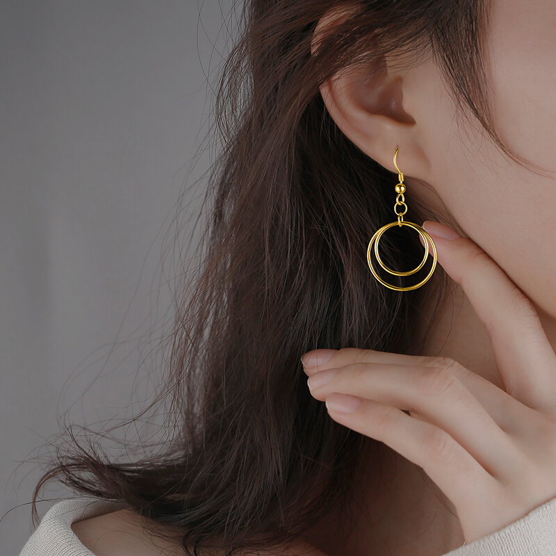 [미스 Z] 라운드 링 귀걸이 2021 새로운 패션 디자인 감각 귀걸이 한국 우아한 인터넷 인기 귀걸이 핫 세일