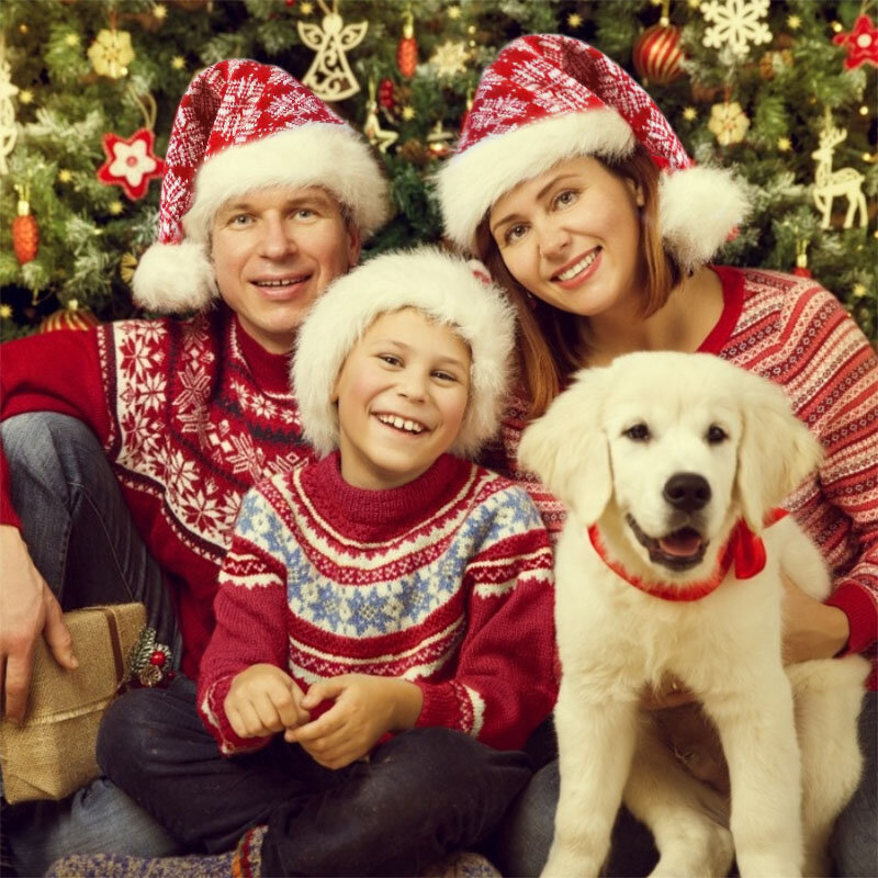 Gorro navideño de Papá Noel para niños y adultos, gorro de felpa gruesa de algodón, gorro de Papá Noel para padres e hijos, 2021