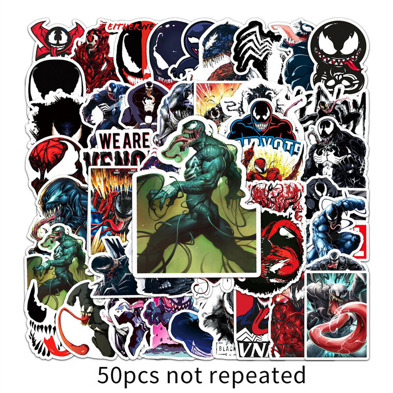 10/30/50Pcs การ์ตูนภาพยนตร์ Carnage Venom Villain Graffiti คอมพิวเตอร์โทรศัพท์มือถือสเก็ตบอร์ดกระเป๋าเดินทางพัดลม PartyGift สติกเกอร์
